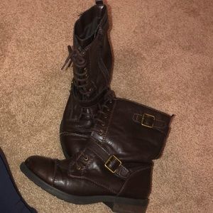 Dark brown combat boots